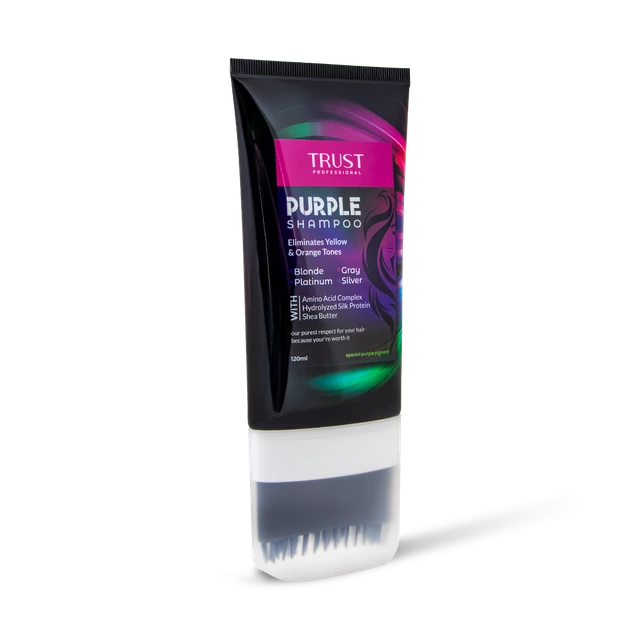 شامپو بنفش تراست – مخصوص موهای دکلره و رنگ‌شده (ضد زردی و براق‌کننده)